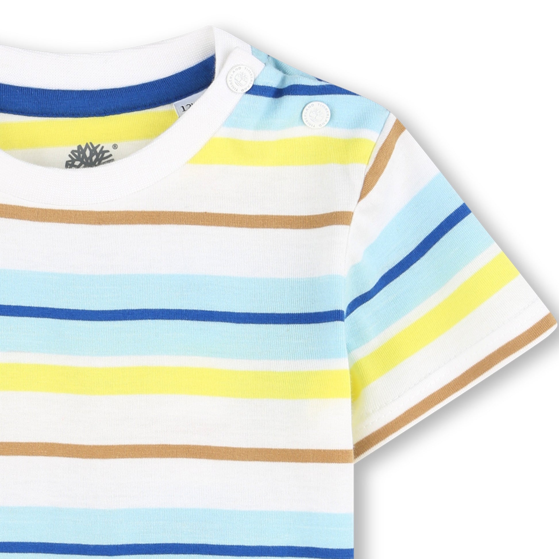 Timberland, T-shirts, Timberland  - Pale blue, lemon and white stripe T-shirt