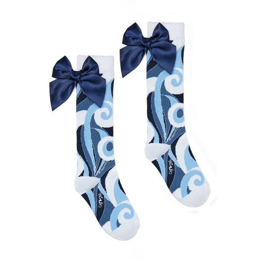 A'Dee - Long socks, Nieve, navy