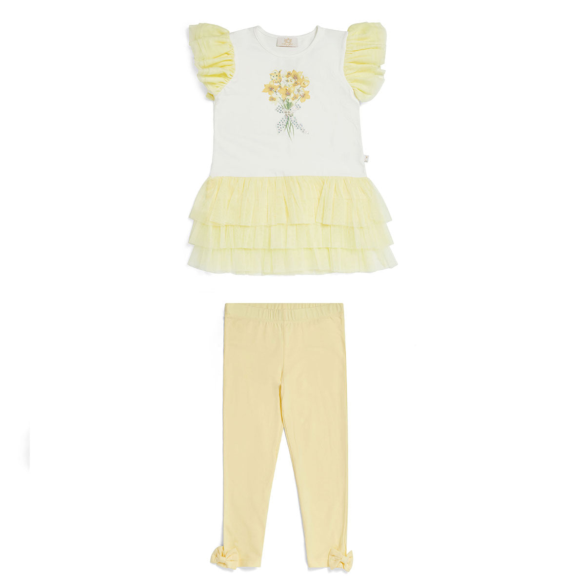 Caramelo Kids, 2 piece legging outfits, Caramelo Kids - Lemon and white 2 piece legging outfit