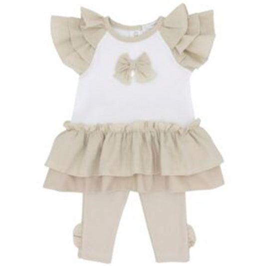 blues baby, 2 piece legging outfits, blues baby - 2 piece white and beige legging outfit