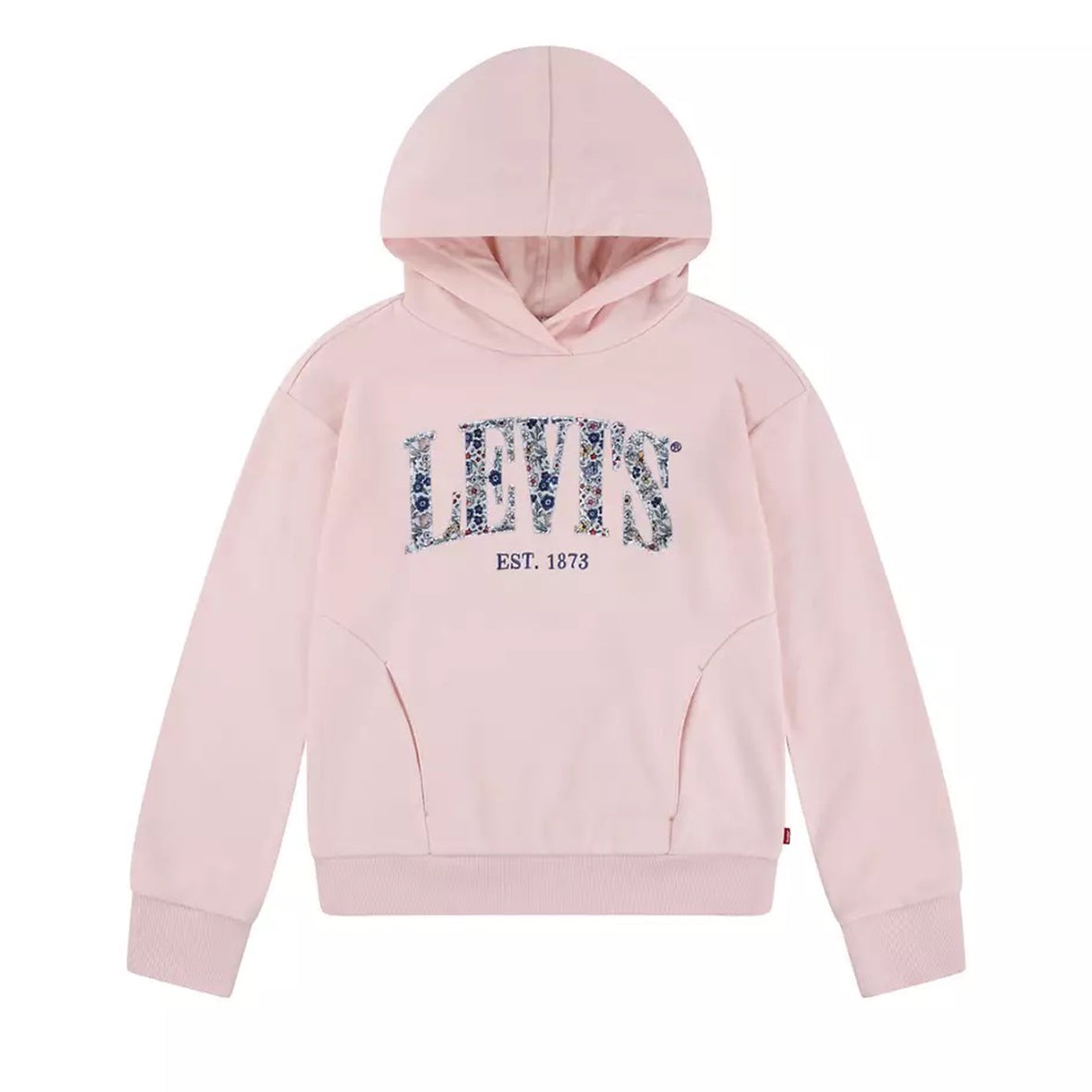 Levi's, sweatshirts, Levi's - pink hoodie with floral "LEVIS" branding on front