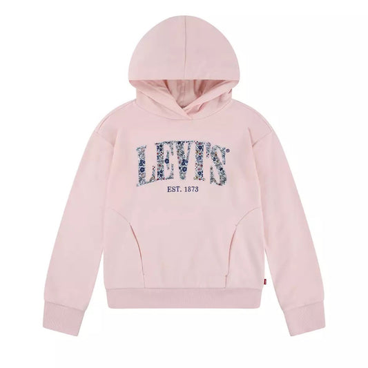 Levi's, sweatshirts, Levi's - pink hoodie with floral "LEVIS" branding on front