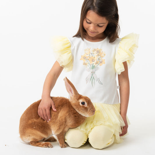 Caramelo Kids, 2 piece legging outfits, Caramelo Kids - Lemon and white 2 piece legging outfit