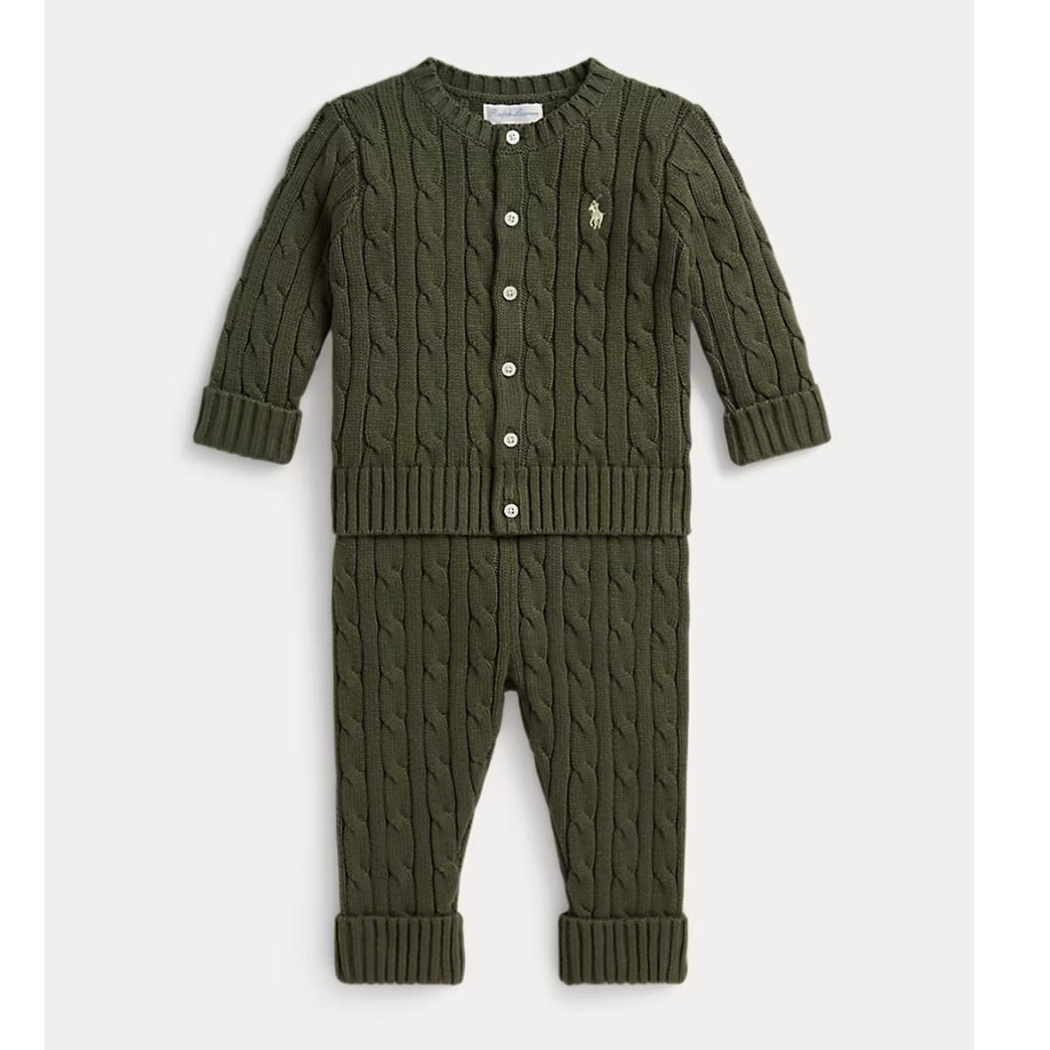 Ralph Lauren - 2 piece cable knit outfit, forest green
