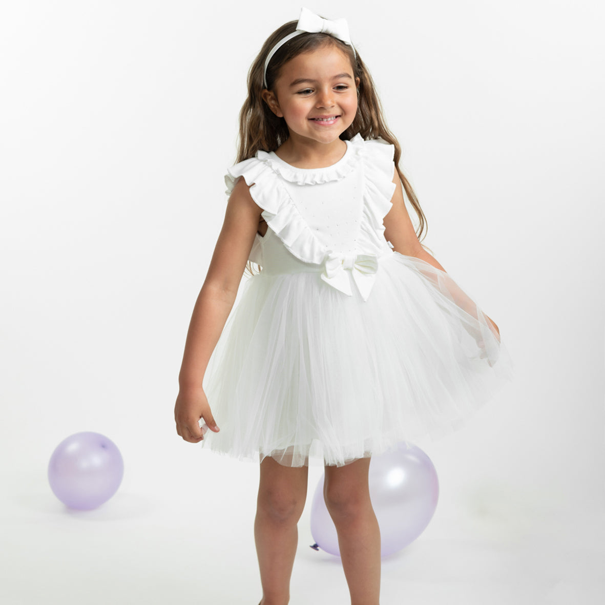 Caramelo Kids, dresses, Caramelo Kids - Sleeveless white dress with matching headband