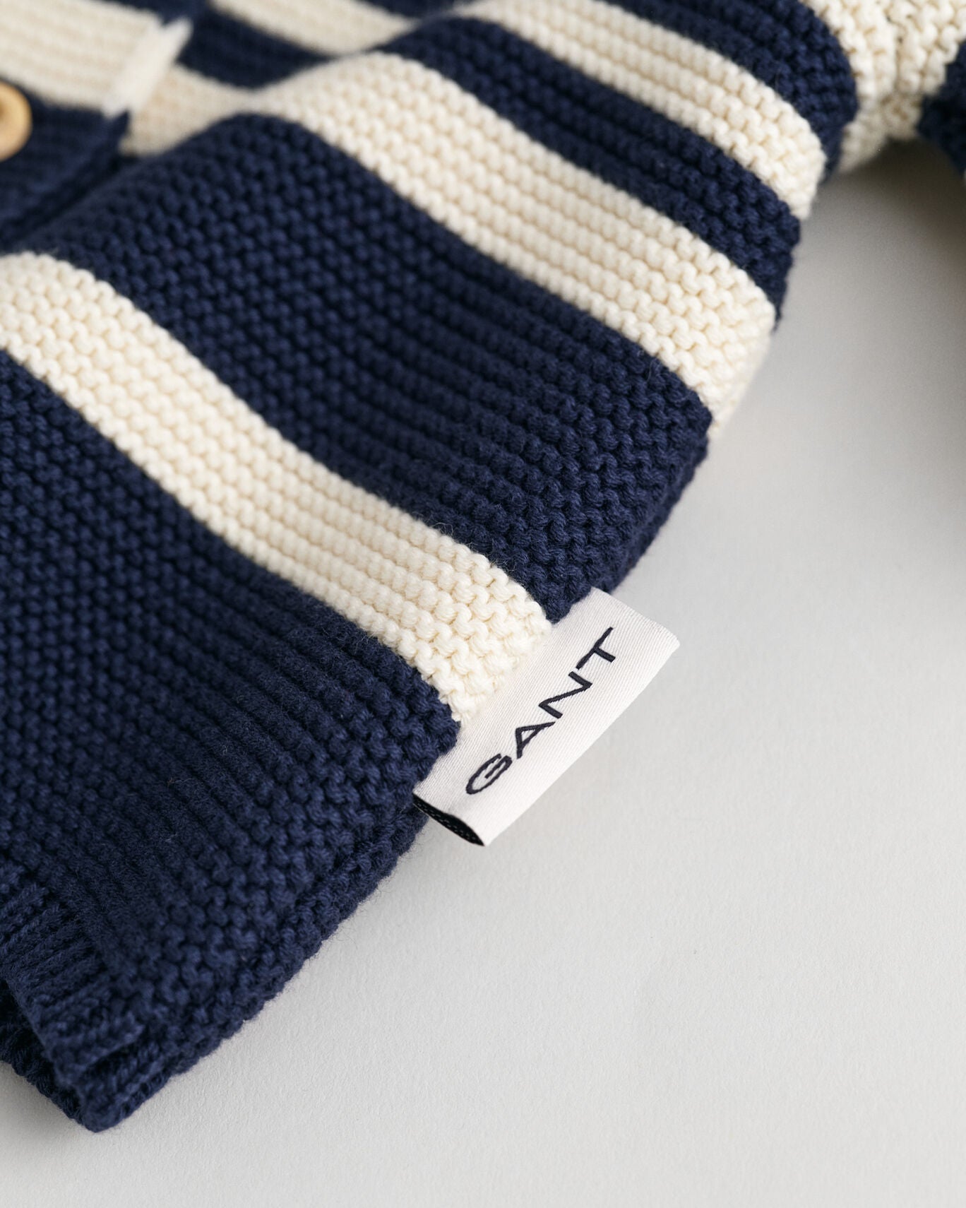 Gant, cardigans, Gant - Navy and cream stripe cotton knit cardigan with hood