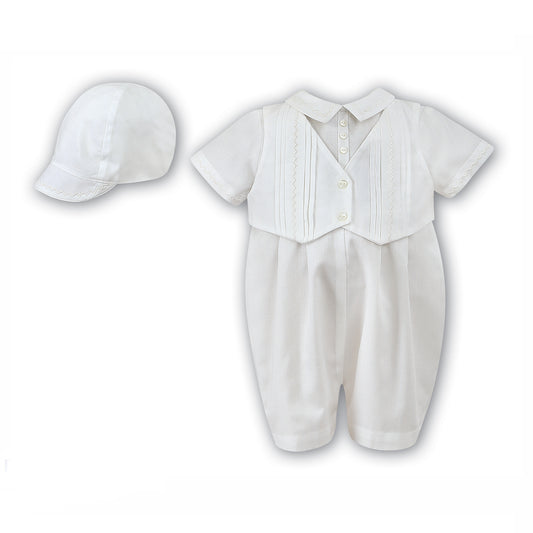 Sarah Louise, Romper, Sarah Louise - pale ivory romper and hat 002210S