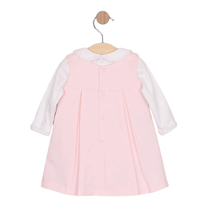 Emile et Rose - Pink pinafore dress and white top, Mitzi