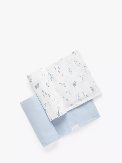 purebaby - 2 pack Muslin Wrap, Blue