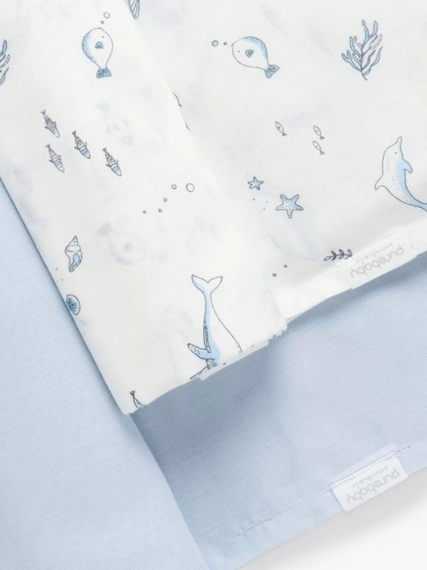 purebaby - 2 pack Muslin Wrap, Blue