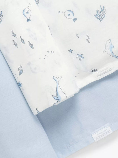 purebaby - 2 pack Muslin Wrap, Blue
