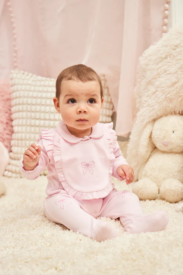 Caramelo Kids - Pink all in one and bib, Bow