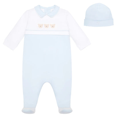 Emile et Rose - Light blue and white all in one with hat, Jasper