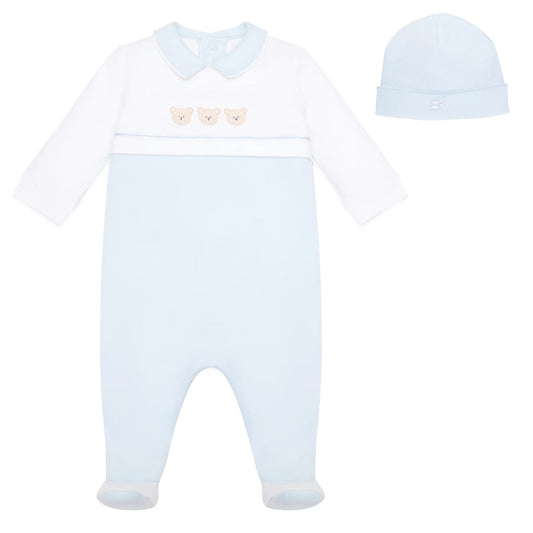 Emile et Rose - Light blue and white all in one with hat, Jasper
