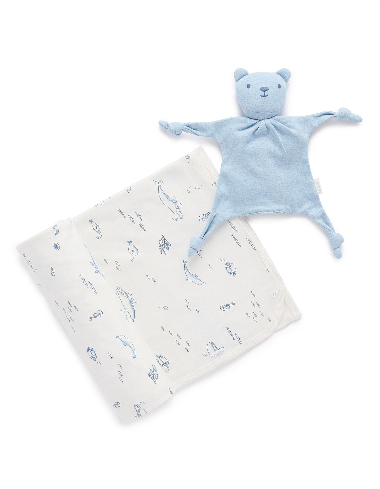 purebaby - 2 piece baby gift box set, Blue