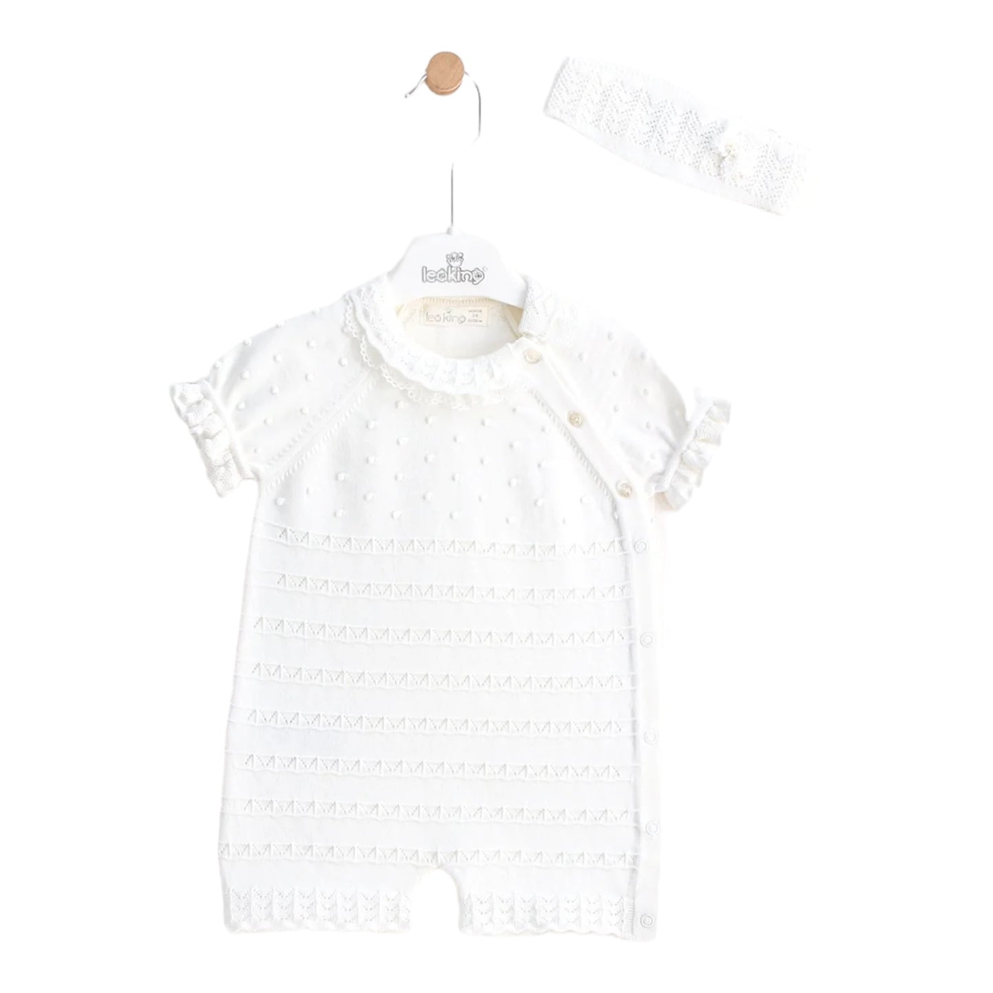 Betty Mckenzie, rompers, leo king - White cotton romper with headband