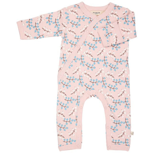Pigeon Organics - Pink kimono romper, winter berry