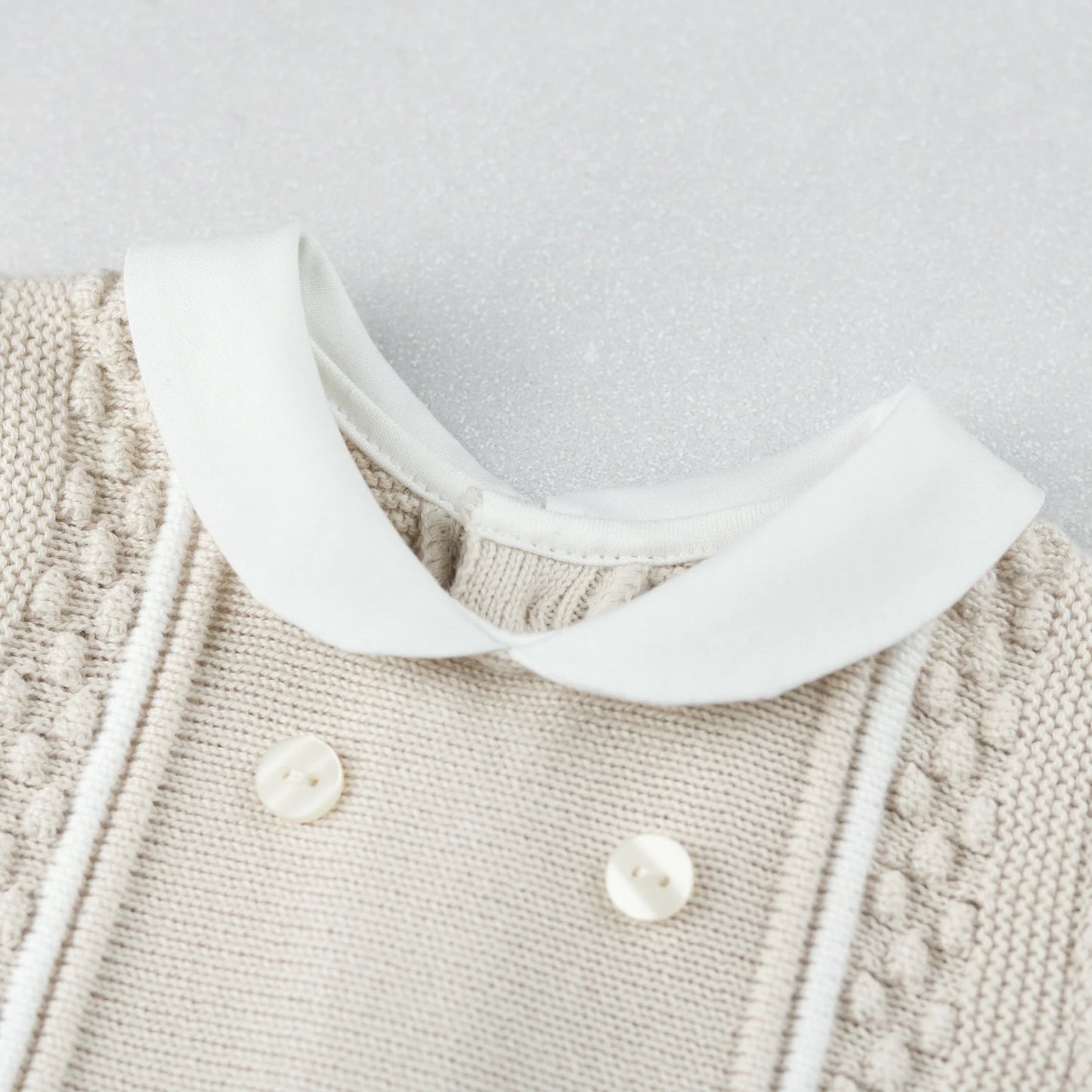Emile et Rose - Beige and white knit, all in one, shortie, Java