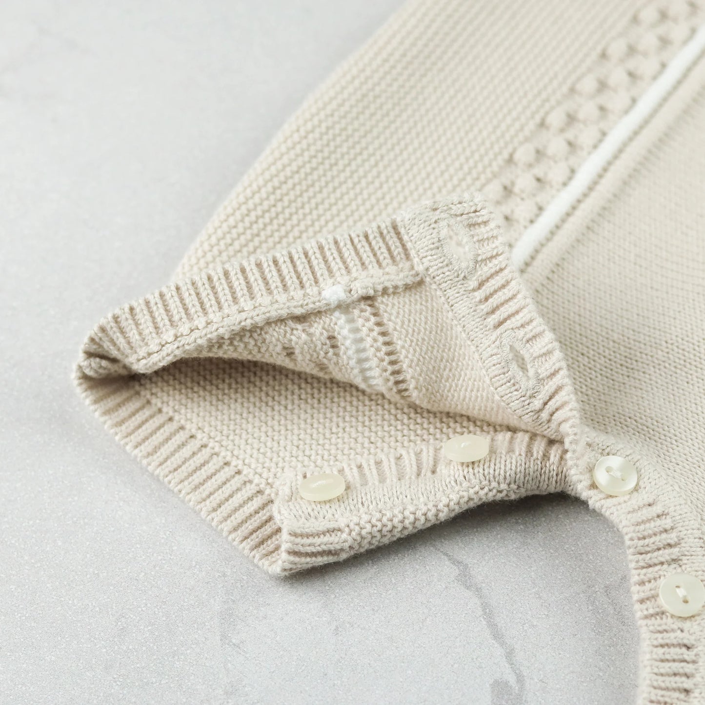 Emile et Rose - Beige and white knit, all in one, shortie, Java