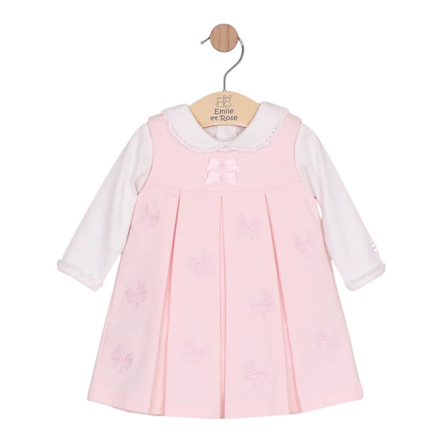 Emile et Rose - Pink pinafore dress and white top, Mitzi