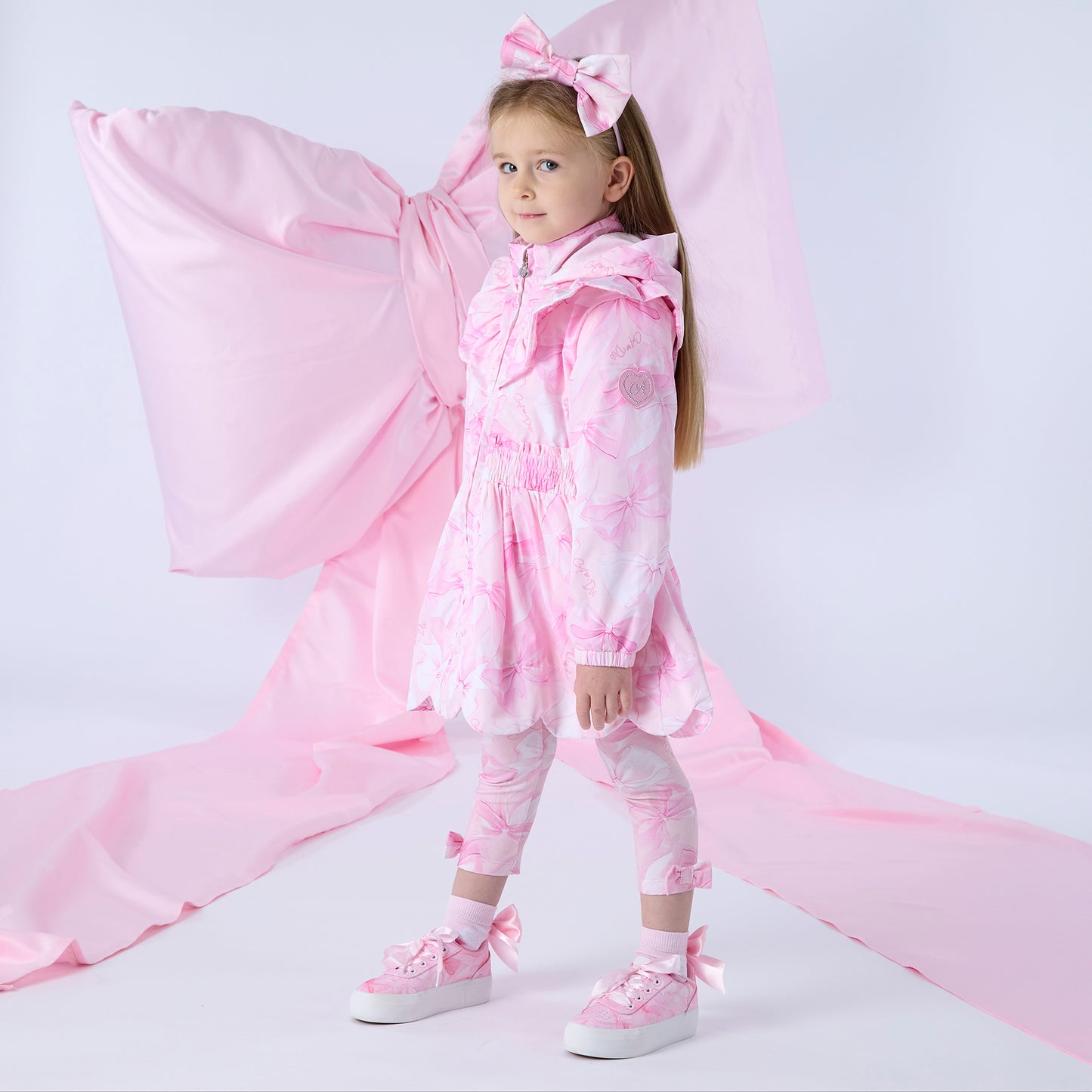 A’Dee - Bow print hooded jacket, River, COMING SOON (Pre-ORDER)