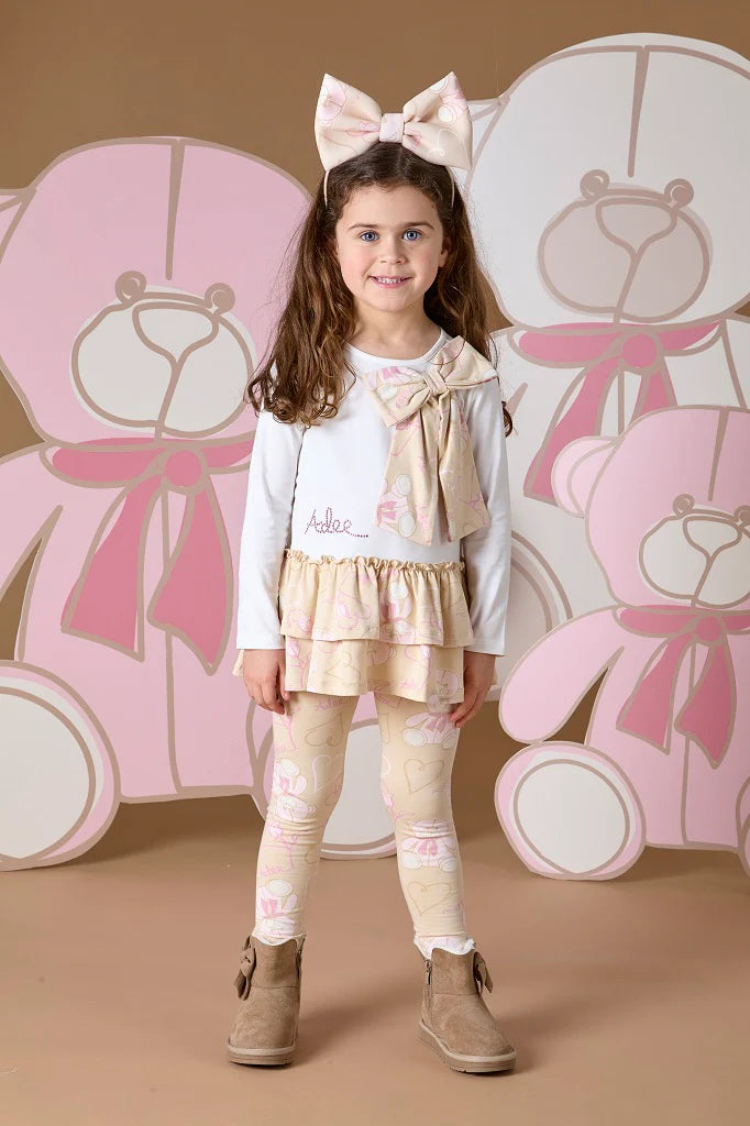 A'Dee, 2 piece legging sets, A'Dee - Summer teddy print bow legging set