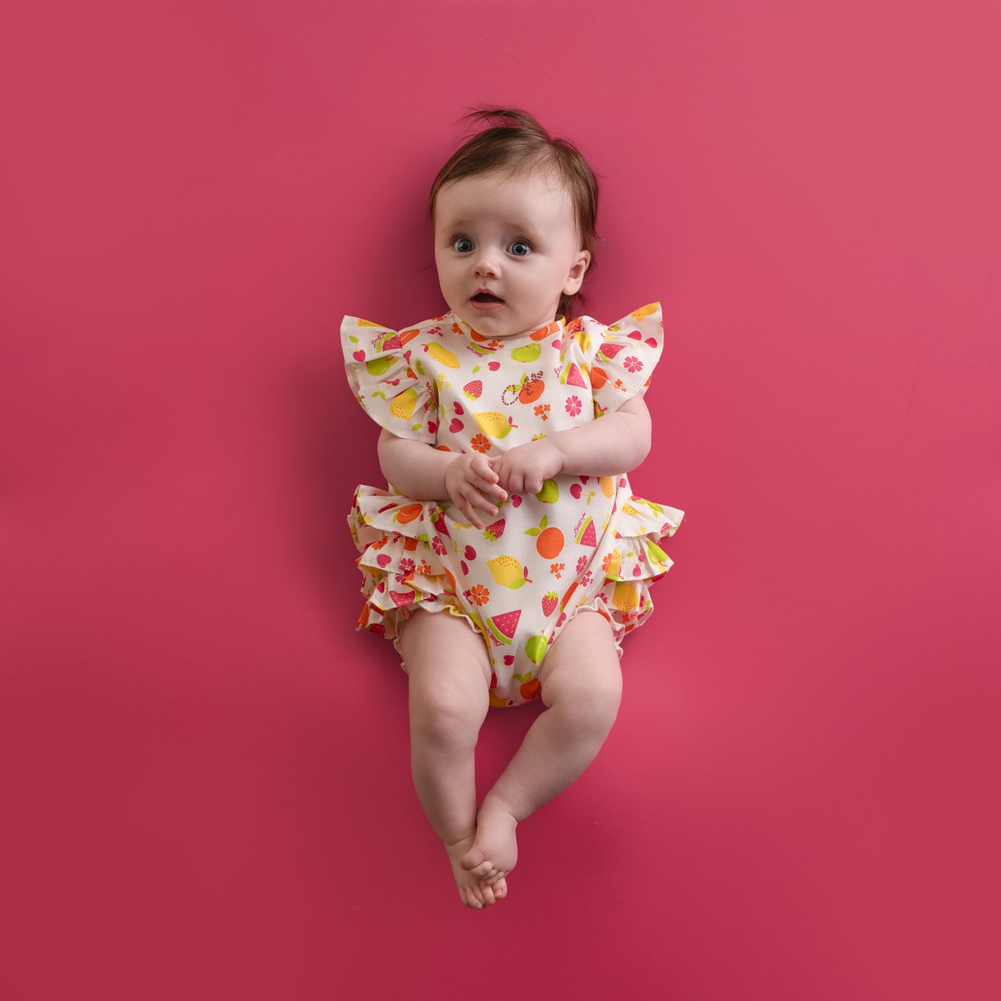 Little A - Fruit romper with side frills