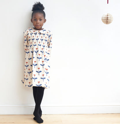 Pigeon Organics, dresses, Pigeon Organics - Blue, tulip print, smock dress,