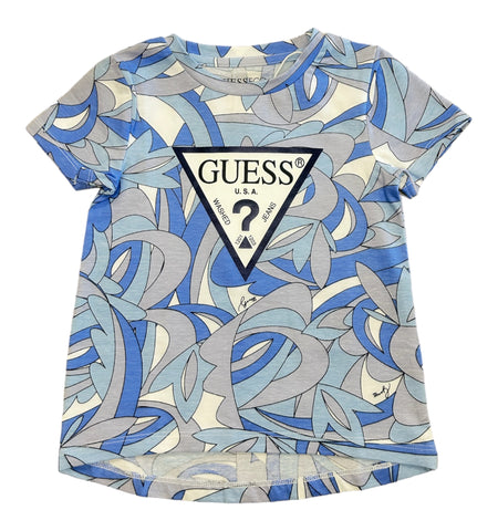 Guess, T-shirts, Guess - Blue all over print T-shirt with GUESS front print branding