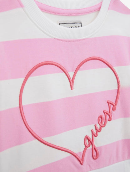 Guess - Pink and white stripe dress with heart