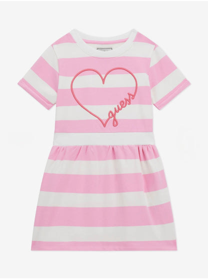 Guess - Pink and white stripe dress with heart