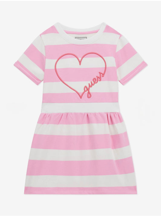 Guess - Pink and white stripe dress with heart