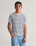 Gant, T-shirts, Gant - Striped shield T-shirt, blue/white
