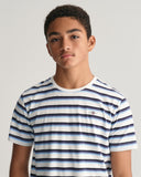 Gant, T-shirts, Gant - Striped shield T-shirt, blue/white