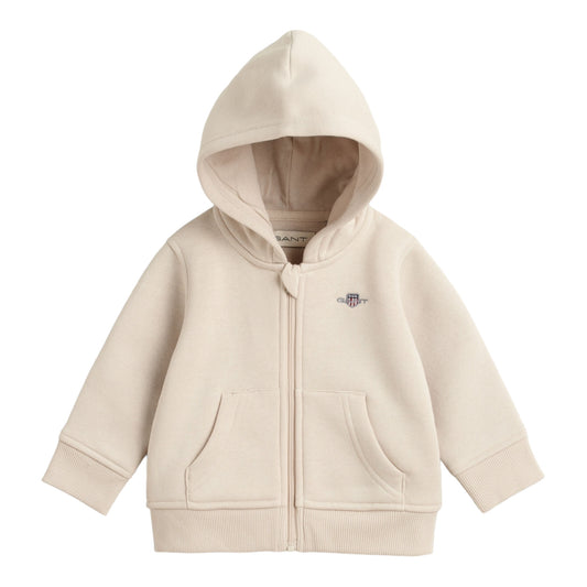 Gant - Embroidered shield zip hoodie, soft oat