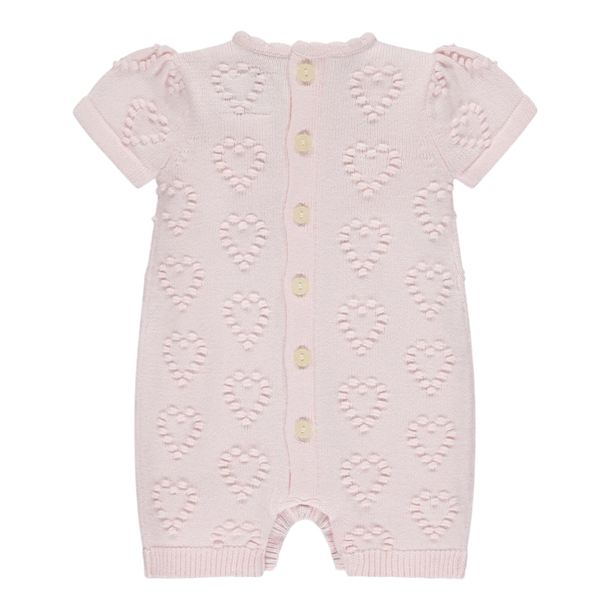 Emile et Rose, rompers, Emile et Rose - Soft pink, 2 piece, knit, shortie and hat, hearts detail