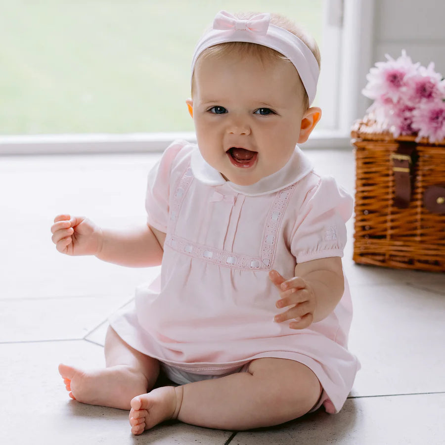 Emile et Rose, All in ones, Emile et Rose - Pink and white all in one with headband