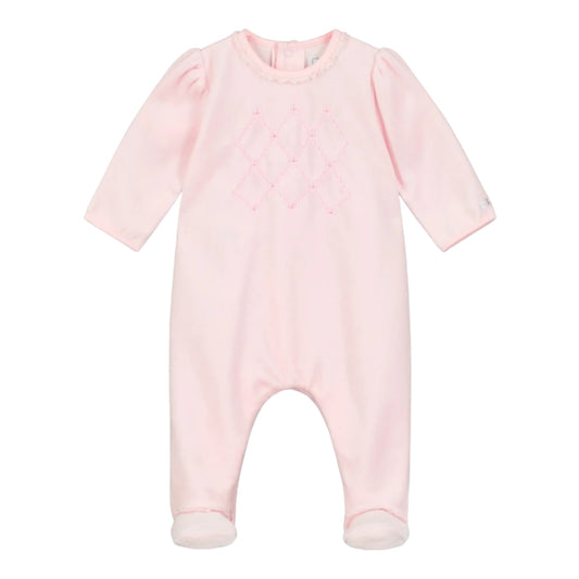 Emile et Rose, rompers, Emile et Rose - Pink velour romper, Ellie