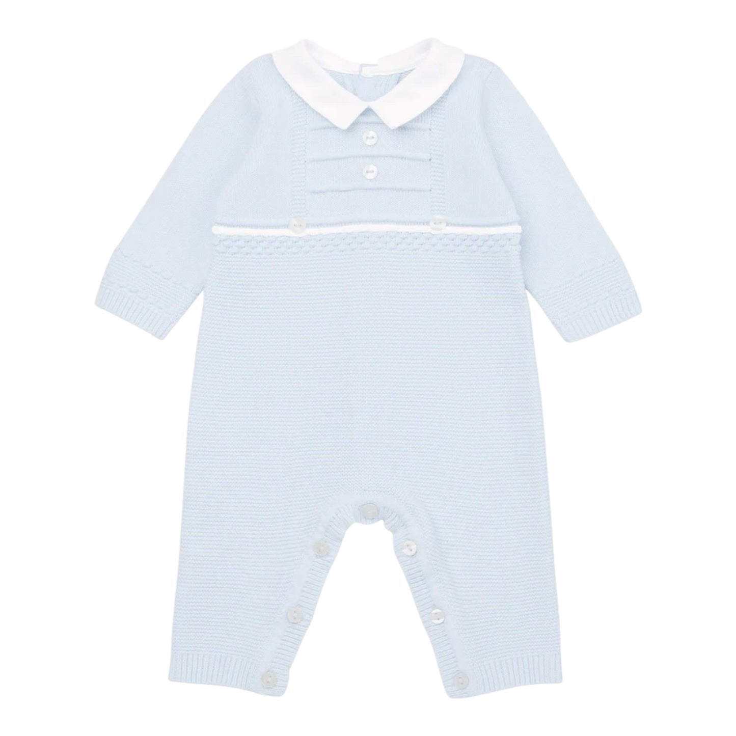 Emile et Rose, all in ones, Emile et Rose - Pale blue knitted all in one with hat, Hugo