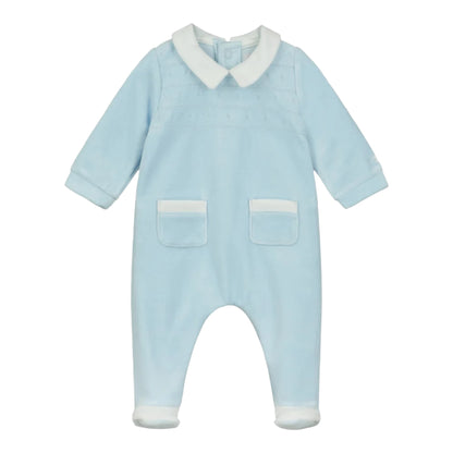 Emile et Rose, Rompers, Emile et Rose - Light blue velour all in one, Eamon