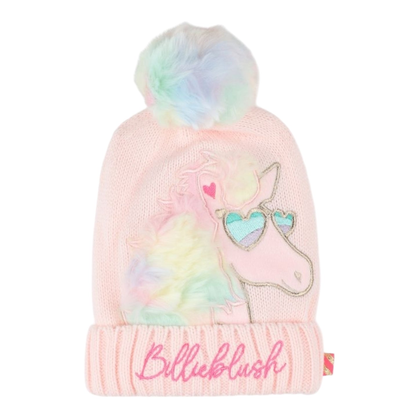 Billieblush, Hats, Billieblush - Pull on hat, soft pink with funky unicorn design