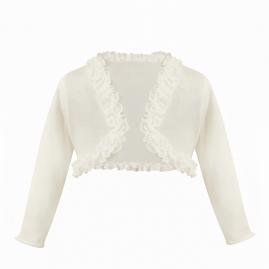 Sarah Louise - Ivory bolero with ruffle trim