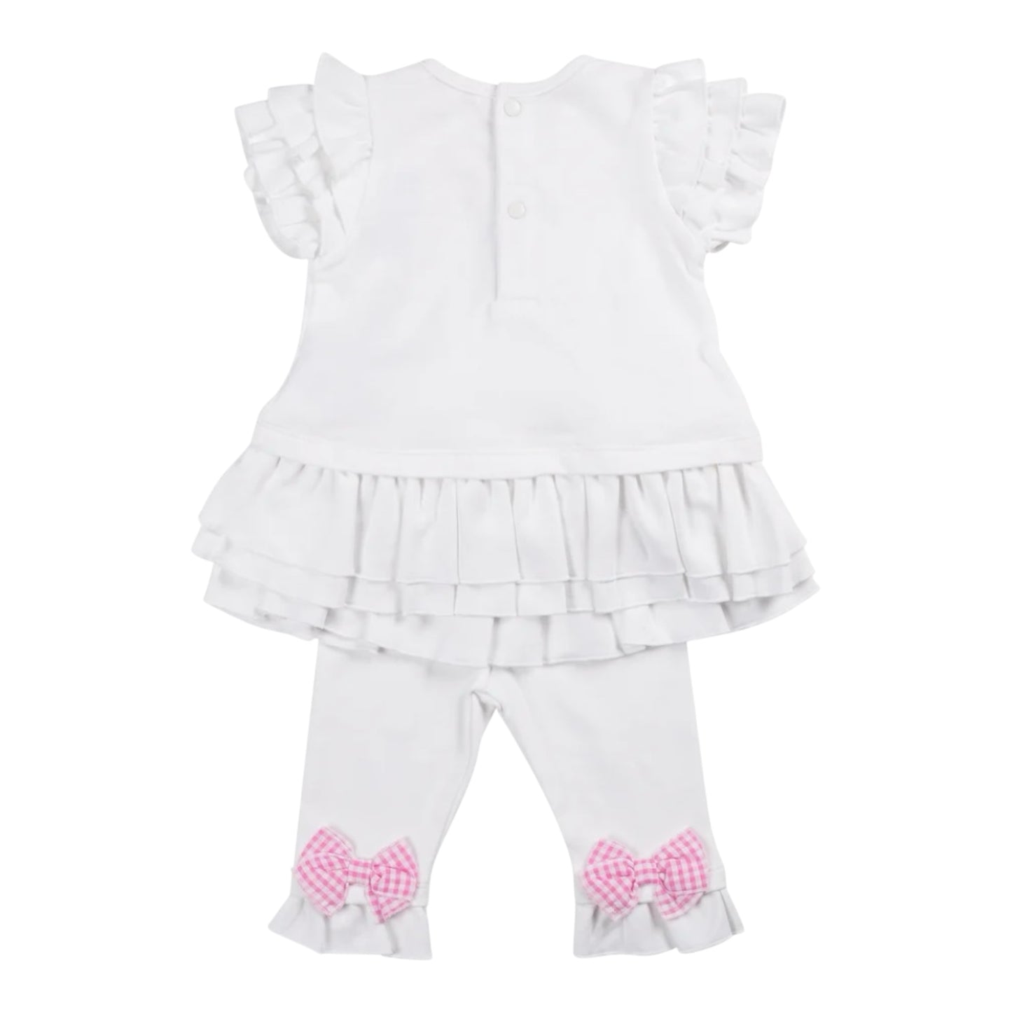 Mintini, 2 piece legging outfits, Mintini - 2 piece white  legging set with coloured bow detail