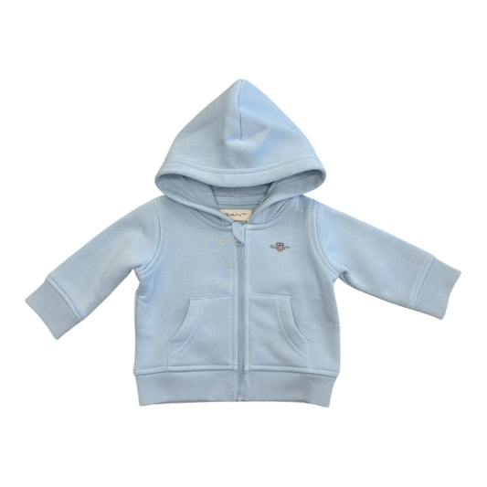 Gant, zipper hoodies, Gant - Embroidered shield zip hoodie, pale blue