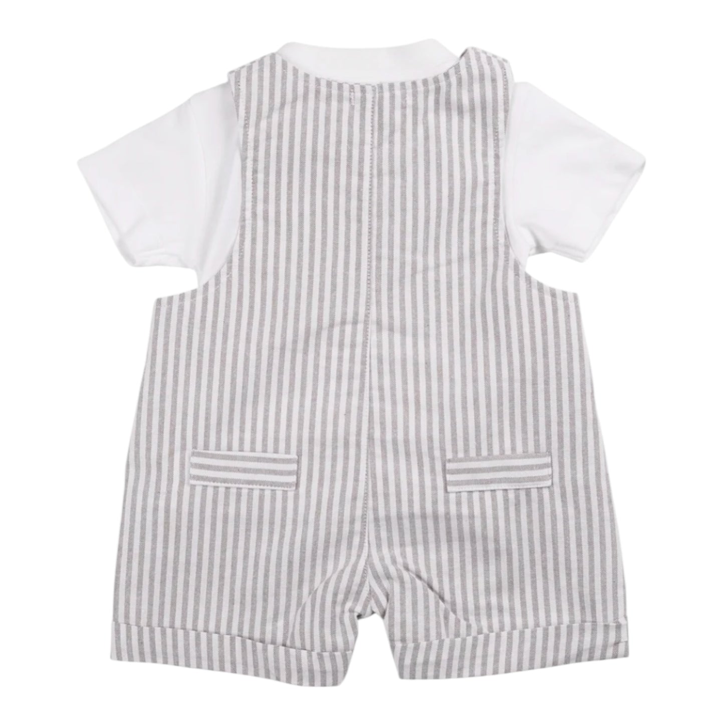 Mintini, 2 piece dungaree outfits, Mintini - Dungarees and T-shirt, taupe and white stripe