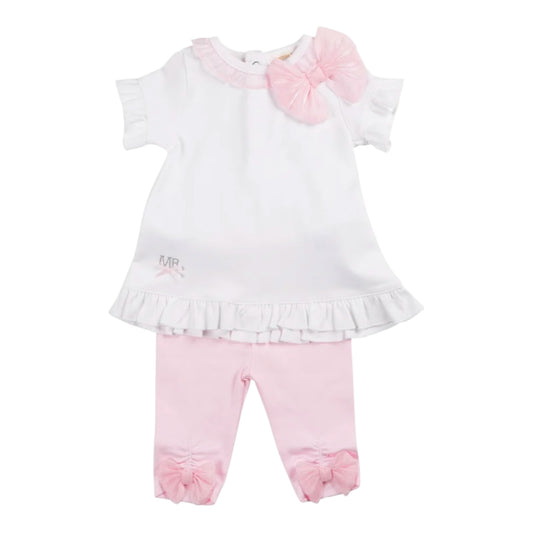 Mintini, 2 piece legging outfits, Mintini - 2 piece white and pink  legging set