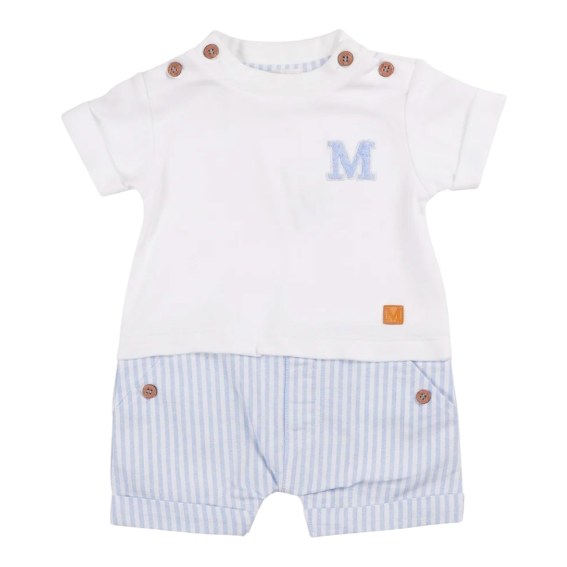 Mintini, All in ones, Mintini - Blue and white all in one, mock shorts and top