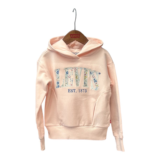 Levi's, sweatshirts, Levi's - pink hoodie with floral "LEVIS" branding on front