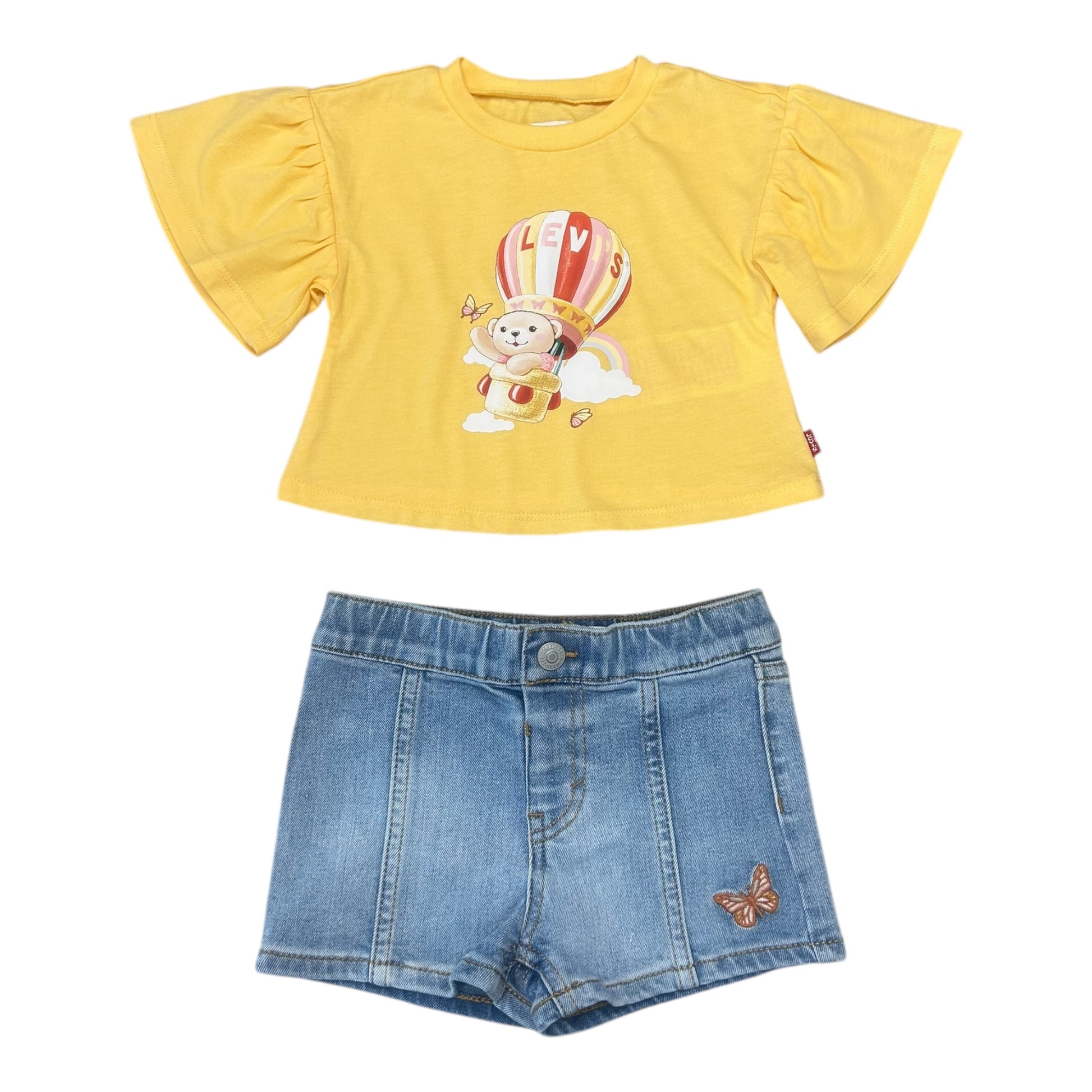 Levi's, 2 piece shorts outfits, Levi's - 2 piece shorts outfit, T-shirt and denim shorts, toddler