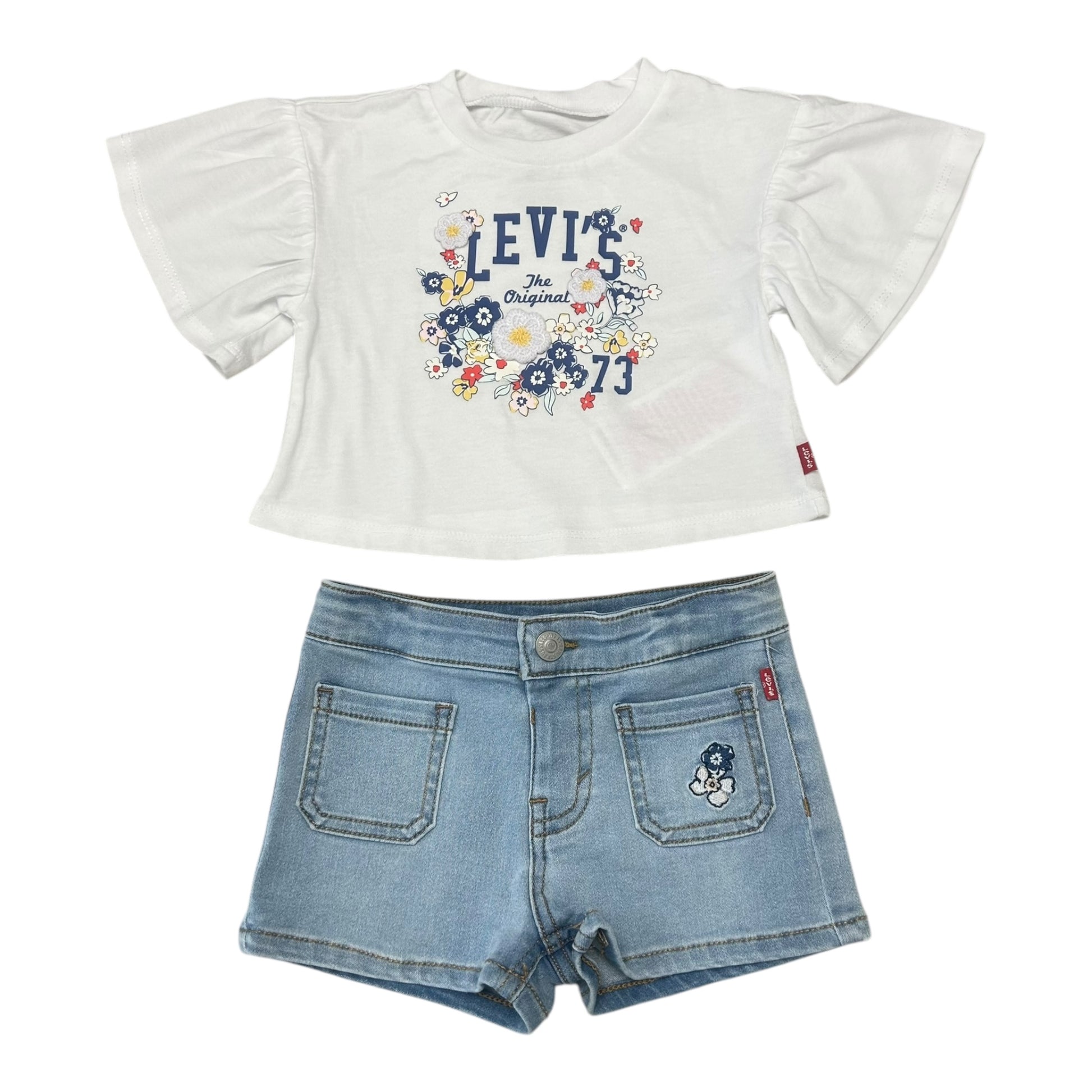 Levi's, 2 piece shorts outfits, Levi's - 2 piece shorts outfit, T-shirt and denim shorts, toddler